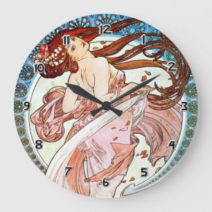 Alphonse Mucha Dance Large Clock