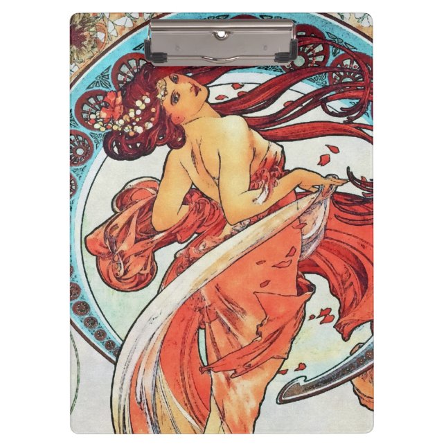 Alphonse Mucha Dance Vintage Art Nouveau Painting Clipboard (Front)