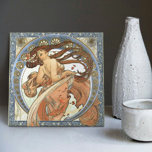 Alphonse Mucha "Dancing" Art Nouveau Vintage Tile