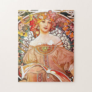 Alphonse Mucha Daydream Floral Vintage Art Nouveau Jigsaw Puzzle