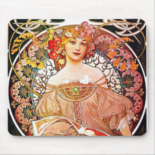 Alphonse Mucha Daydream Floral Vintage Art Nouveau Mouse Pad