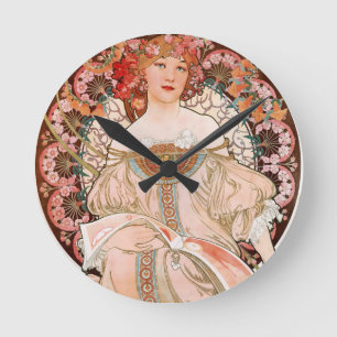 Alphonse Mucha: Daydream (Rêverie) Round Clock