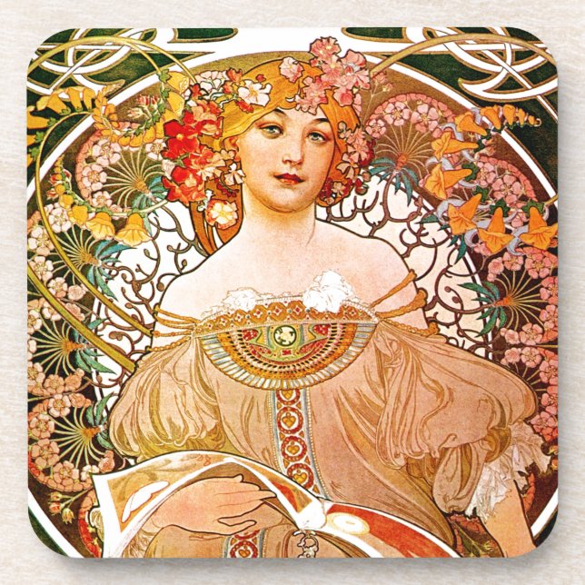 Alphonse Mucha Dreaming (Reverie) Coaster (Front)