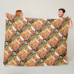 Alphonse Mucha Dreaming (Reverie) Fleece Blanket