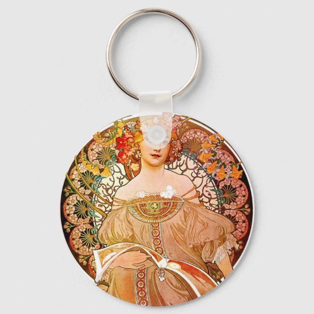 Alphonse Mucha Dreaming (Reverie) Key Ring (Front)