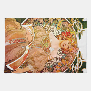 Alphonse Mucha Dreaming (Reverie) Tea Towel