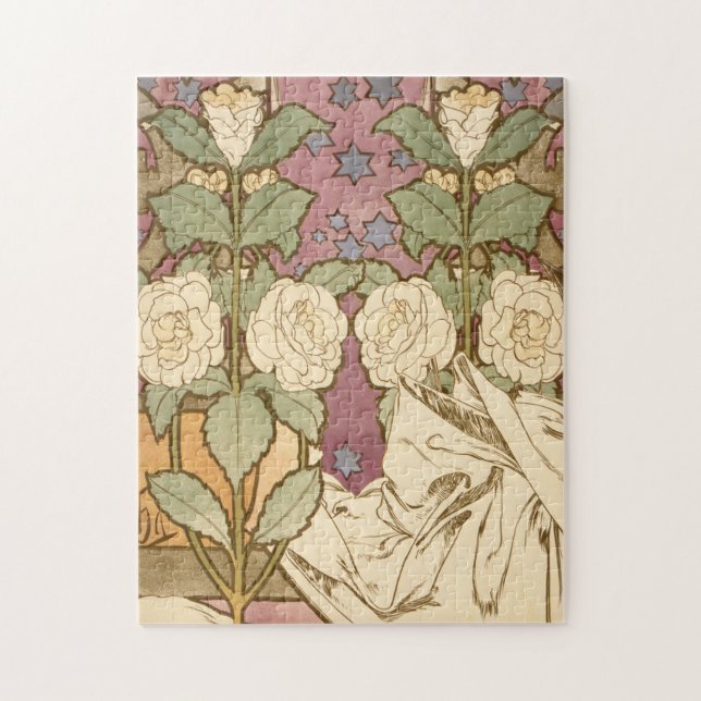 Alphonse Mucha Elegant Art Nouveau Stars Camellia  Jigsaw Puzzle (Vertical)