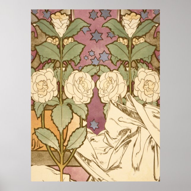 Alphonse Mucha Elegant Art Nouveau Stars Camellia  Poster (Front)