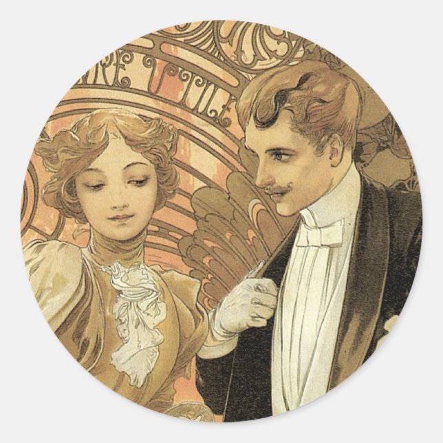 Alphonse Mucha "Flirt" Stickers (Front)