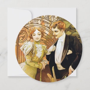 Alphonse Mucha Flirt Vintage Romantic Art Nouveau
