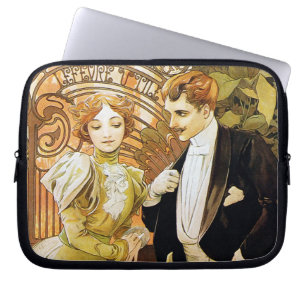 Alphonse Mucha Flirt Vintage Romantic Art Nouveau Laptop Sleeve