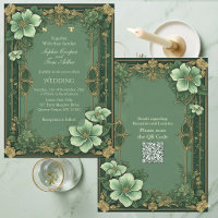 Alphonse Mucha Florals Opulence Sage Green Wedding