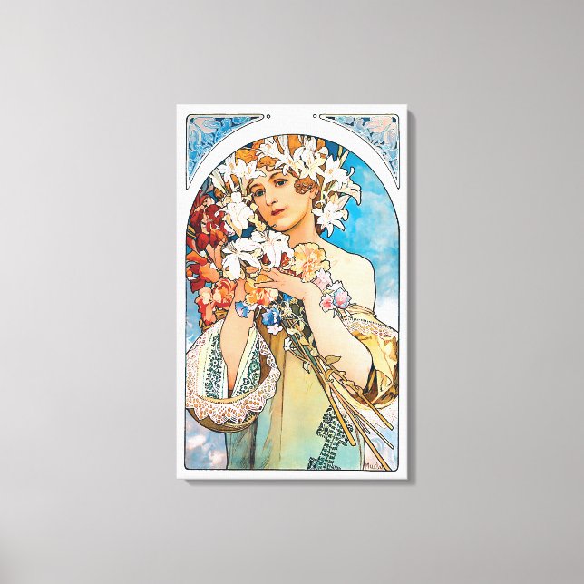 Alphonse Mucha - Flower - Retro Art Nouveau Canvas Print (Front)