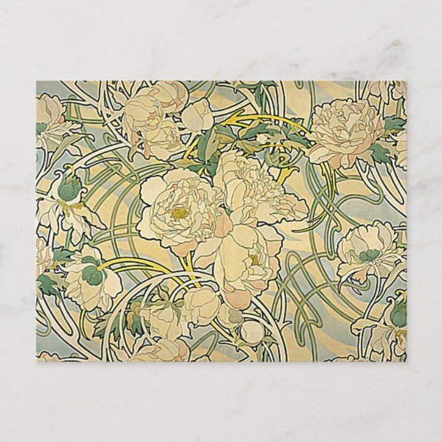 Alphonse Mucha - Flowers Postcard (Front)
