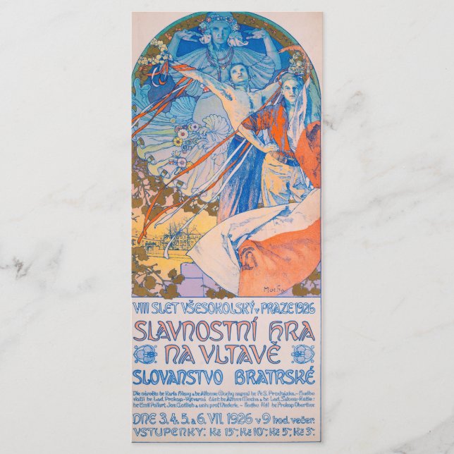 Alphonse Mucha for Sokol Festival (1926) Menu (Front)