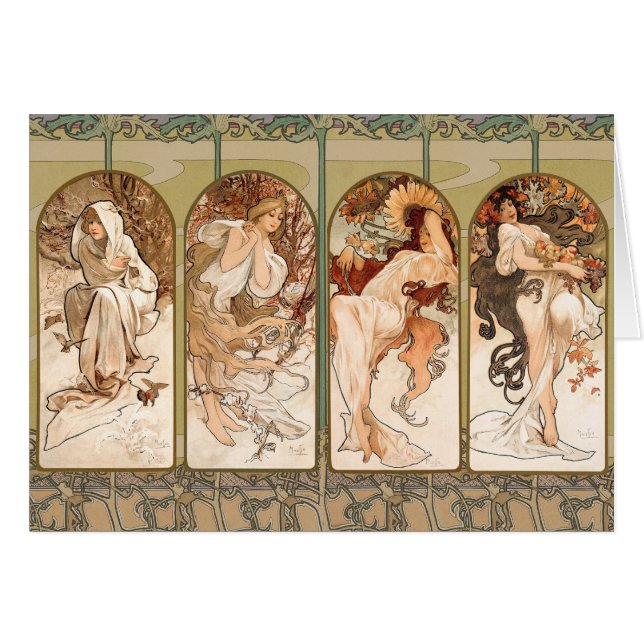 Alphonse Mucha Four Seasons 1897 Art Nouveau Panel (Front Horizontal)
