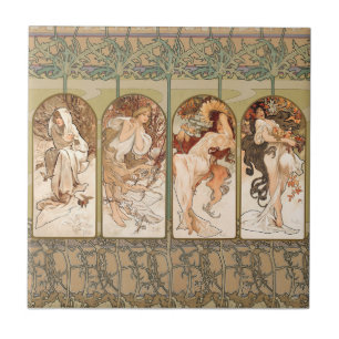 Alphonse Mucha Four Seasons 1897 Art Nouveau Panel Tile