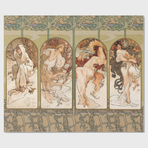 Alphonse Mucha Four Seasons 1897 Art Nouveau Panel Wrapping Paper
