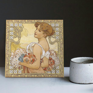 Alphonse Mucha Four Seasons Art Nouveau Vintage Tile