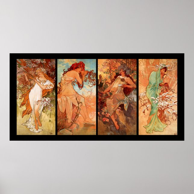 Alphonse Mucha Four Seasons Poster (Front)