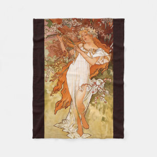 Alphonse Mucha, Four Seasons, Spring Fleece Blanket