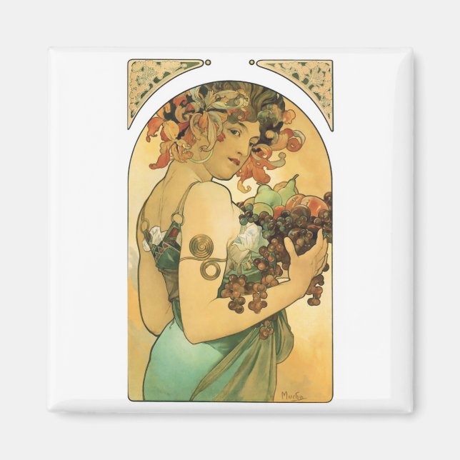 Alphonse Mucha ~ Fruit. 1897 Magnet (Front)