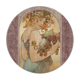 Alphonse Mucha Fruit Art Nouveau Vintage Maiden Cutting Board