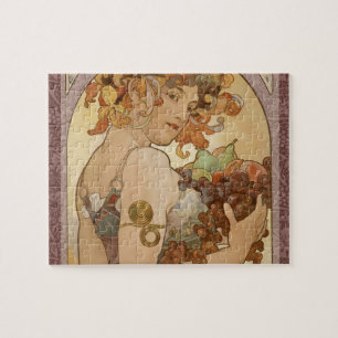 Alphonse Mucha Fruit Art Nouveau Vintage Maiden Jigsaw Puzzle