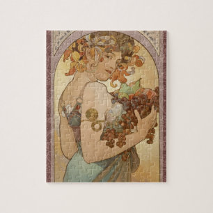 Alphonse Mucha Fruit Art Nouveau Vintage Maiden Jigsaw Puzzle