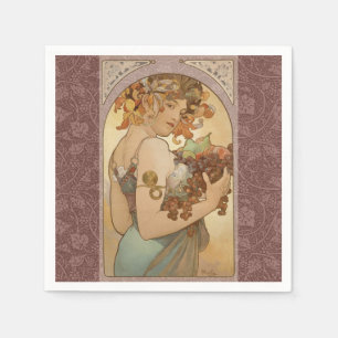 Alphonse Mucha Fruit Art Nouveau Vintage Maiden Napkin