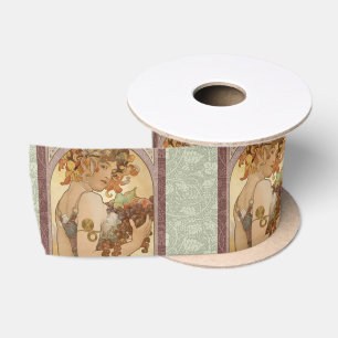 Alphonse Mucha Fruit Art Nouveau Vintage Maiden Satin Ribbon