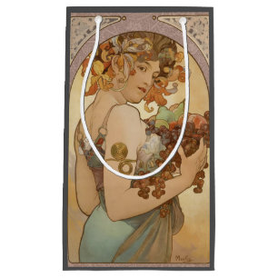 Alphonse Mucha Fruit Art Nouveau Vintage Maiden Small Gift Bag