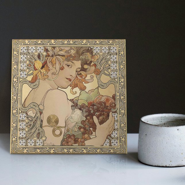 Alphonse Mucha Fruit Art Nouveau Vintage Tile (Creator Uploaded)