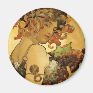 Alphonse Mucha Fruit Painting Magnet