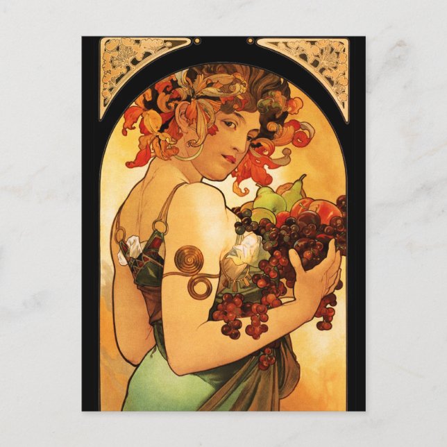 Alphonse Mucha Fruit Postcard (Front)