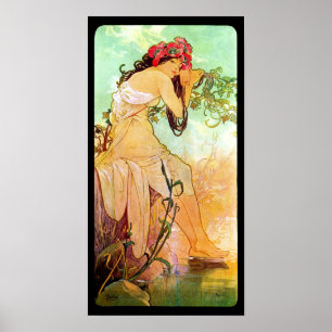 Alphonse Mucha Girl By The Pond Poster