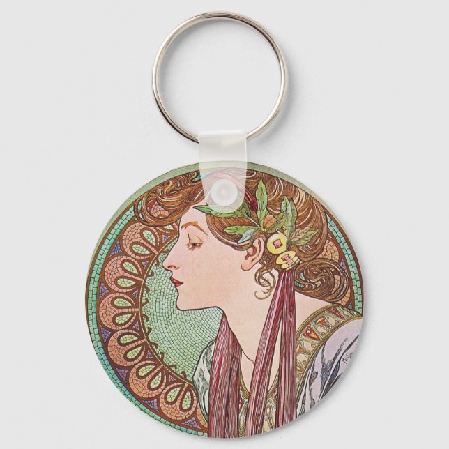Alphonse Mucha Goddess Art Key Ring (Front)