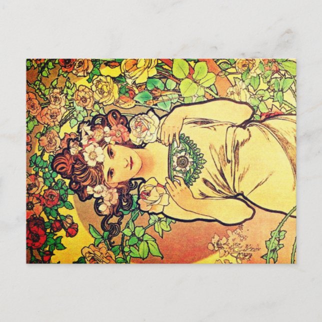 Alphonse Mucha  Holiday Postcard (Front)