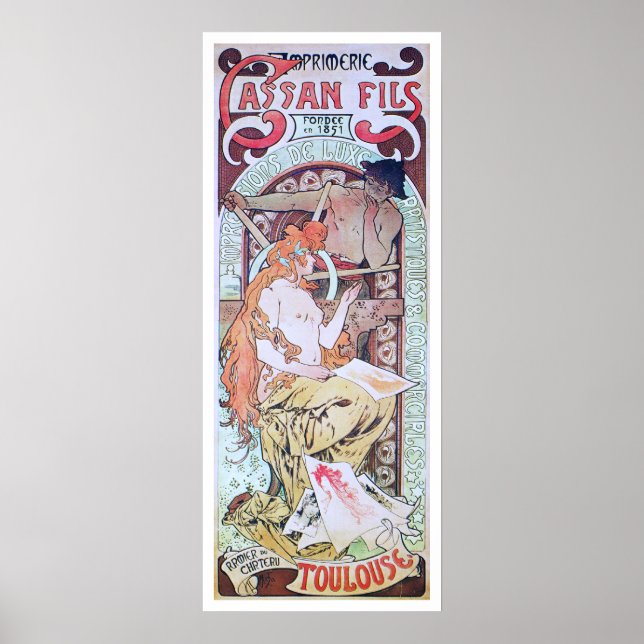 Alphonse Mucha. Imprimerie Cassan Fils, 1897 Poster (Front)