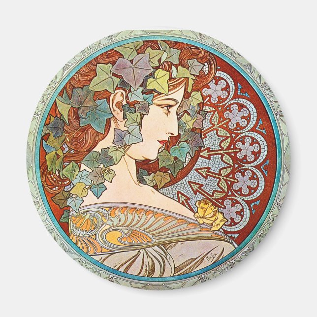 Alphonse Mucha Ivy Magnet (Front)