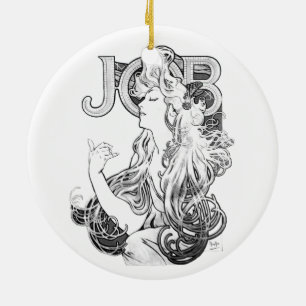Alphonse Mucha JOB ISOGS Ceramic Tree Decoration