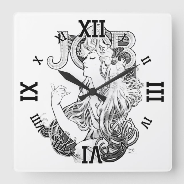 Alphonse Mucha JOB ISOGS Square Wall Clock (Front)