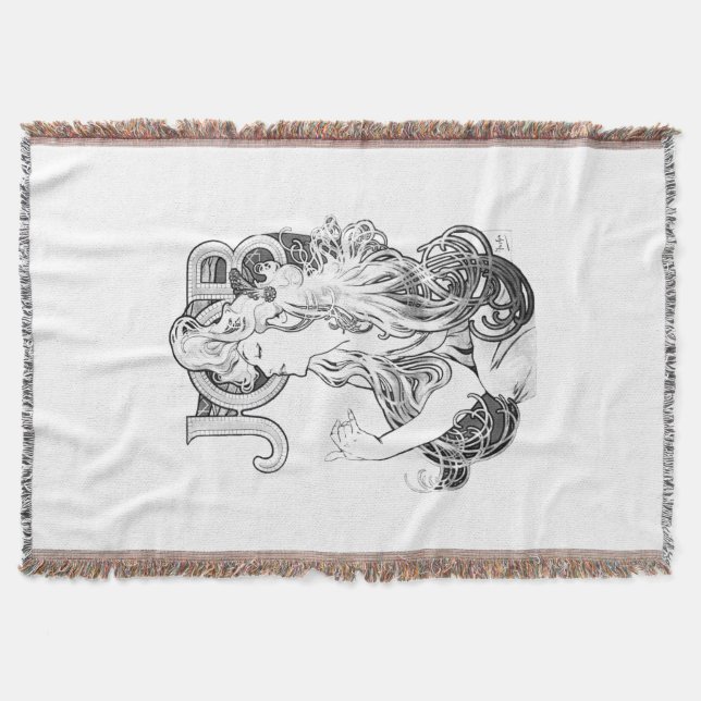 Alphonse Mucha JOB ISOGS Throw Blanket (Front)