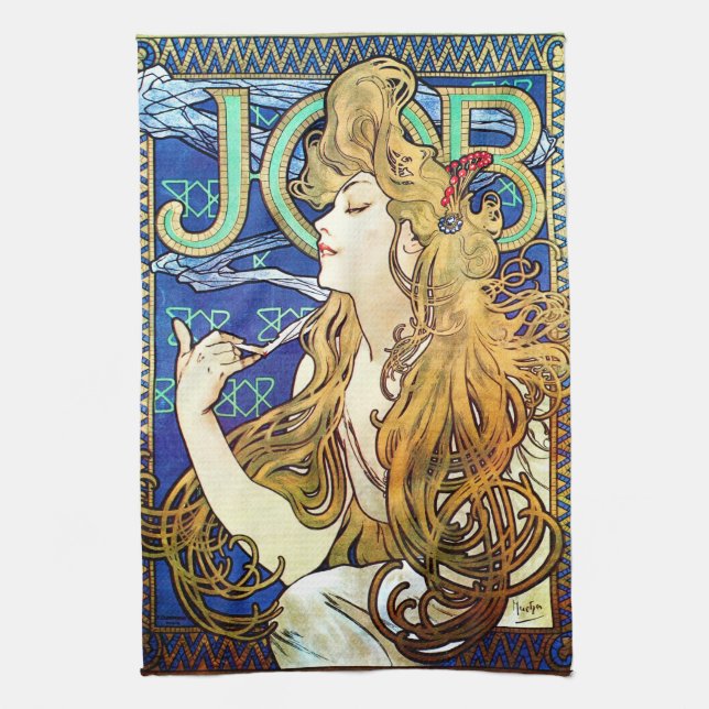 Alphonse Mucha JOB Tea Towel (Vertical)