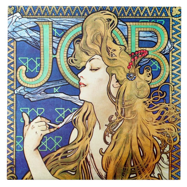 Alphonse Mucha JOB Tile (Front)