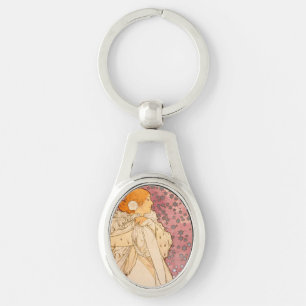 Alphonse Mucha La Dame Aux Camelias: Art Nouveau Key Ring