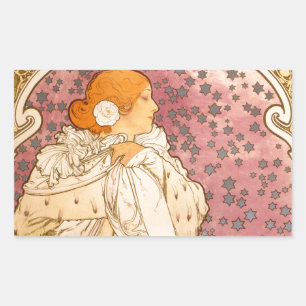 Alphonse Mucha La Dame Aux Camelias: Art Nouveau  Rectangular Sticker