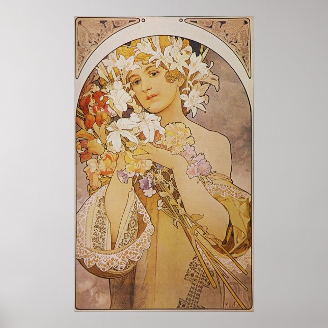 Alphonse Mucha. La Fleur/Flowers, c.1897 Poster (Front)