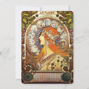 Alphonse Mucha La Plume Zodiac Art Nouveau Vintage