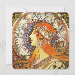 Alphonse Mucha La Plume Zodiac Art Nouveau Vintage